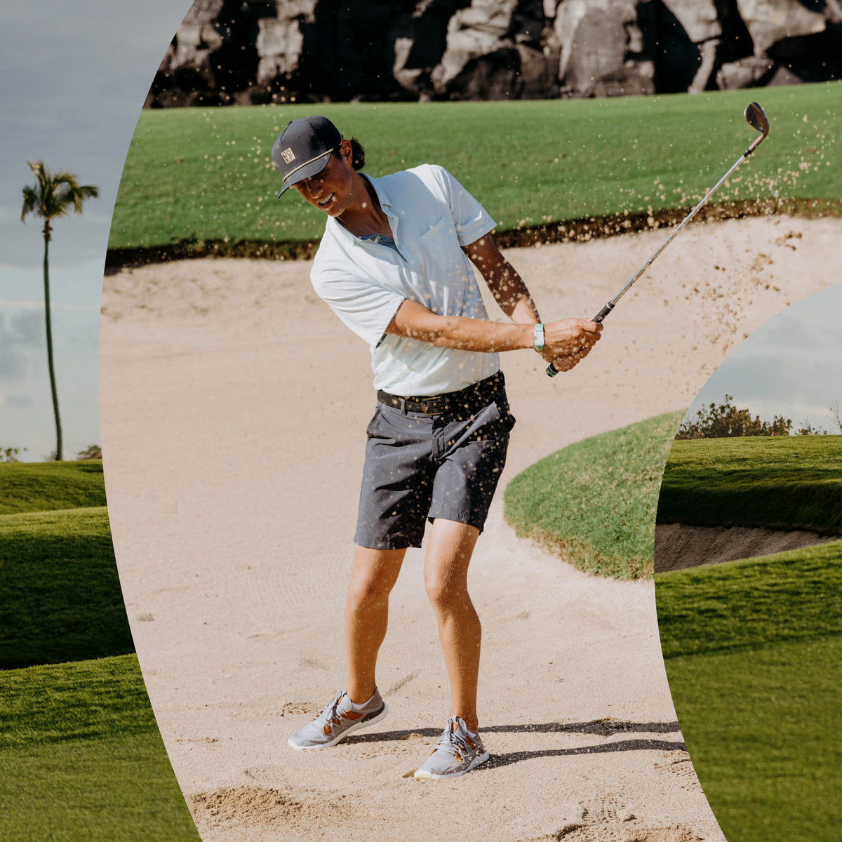OluKai Great Value - Manele Men’s Breathable Golf Shoes - Poi / Charcoal