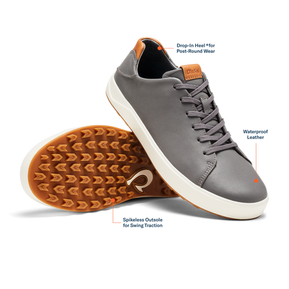 OluKai Essential - Wai‘alae Men’s Waterproof Leather Golf Shoes - Stone