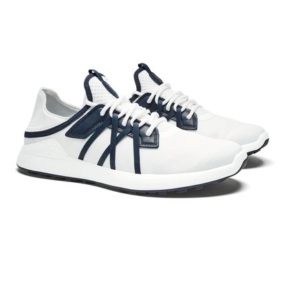OluKai Best Price - Manele Men’s Breathable Golf Shoes - Bright White / Mood Indigo