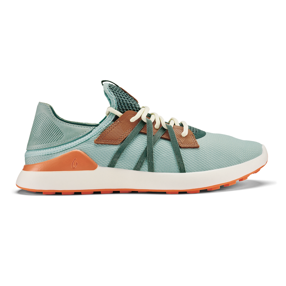 OluKai New - Manele Men’s Breathable Golf Shoes - Pale Moss / Molten Orange