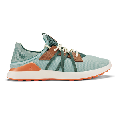 OluKai New - Manele Men’s Breathable Golf Shoes - Pale Moss / Molten Orange