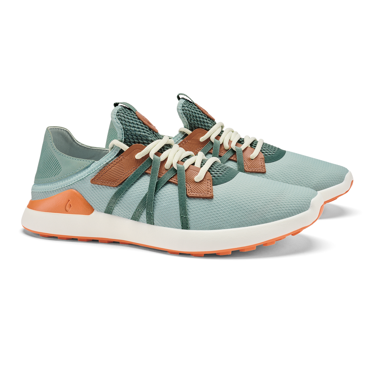 OluKai New - Manele Men’s Breathable Golf Shoes - Pale Moss / Molten Orange