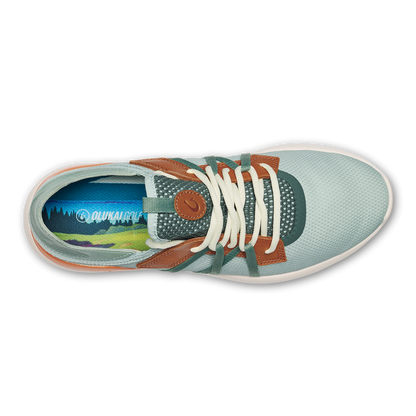 OluKai New - Manele Men’s Breathable Golf Shoes - Pale Moss / Molten Orange