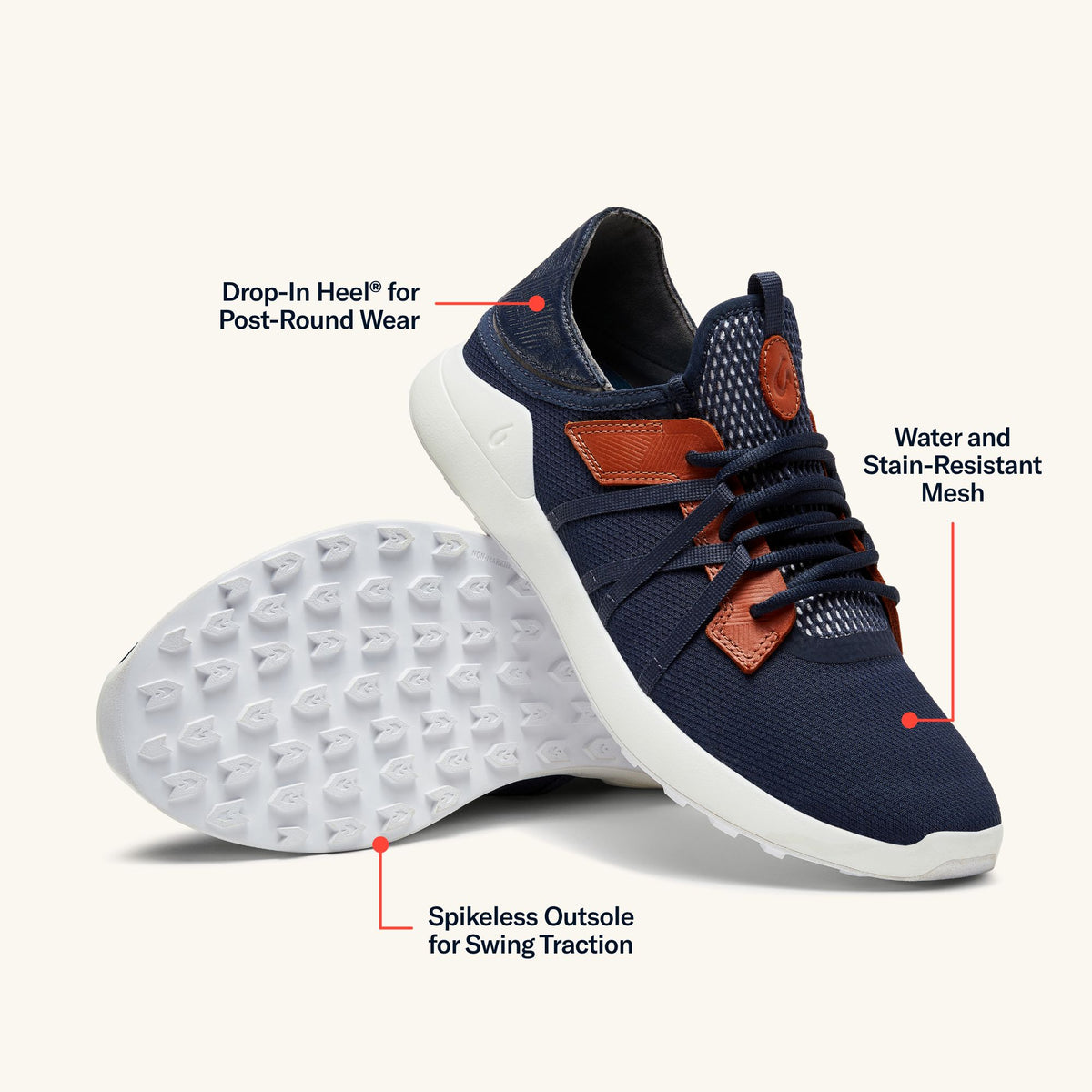 OluKai Special Offer - Manele Men’s Breathable Golf Shoes - Trench Blue