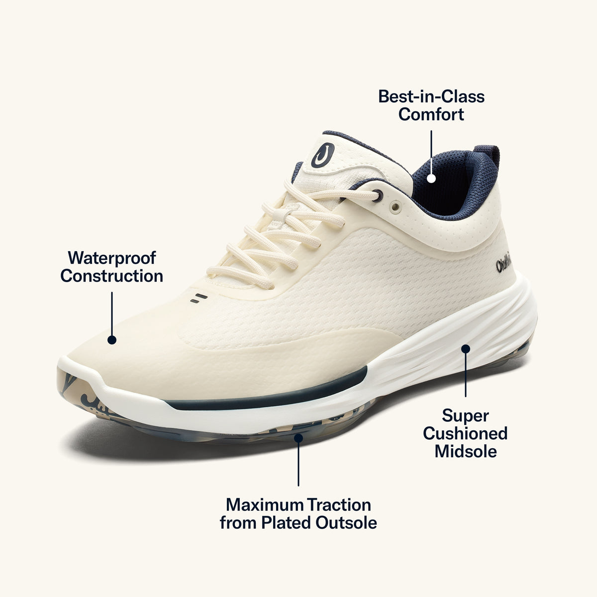 OluKai Smart Buy - Mākena Men’s Waterproof Golf Shoes - White Sand