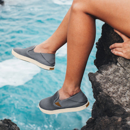 OluKai Customer Favorite - Pehuea Women's Breathable Slip-On Sneakers - Pavement