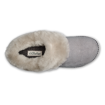 OluKai Discount - Ku‘i Women’s Fuzzy Slip-On Slippers - Fog