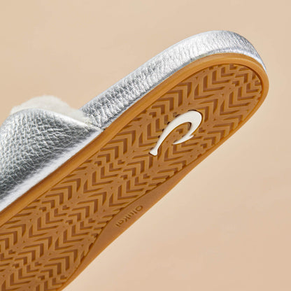 OluKai Hot Sale - Kōnea Women’s Leather Slipper Mules - Silver