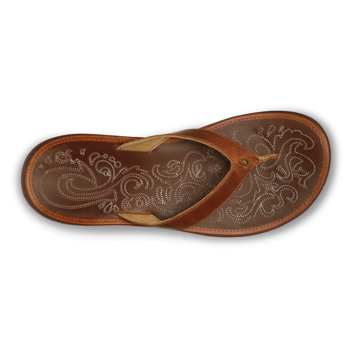 OluKai Top Pick - Paniolo Women’s Leather Beach Flip Flops - Natural