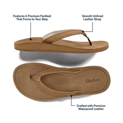 OluKai Exclusive - Southshore Women’s Waterproof Leather Sandals - Toffee