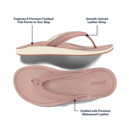 OluKai Recommended - Southshore Women’s Waterproof Leather Sandals - Soft Pink