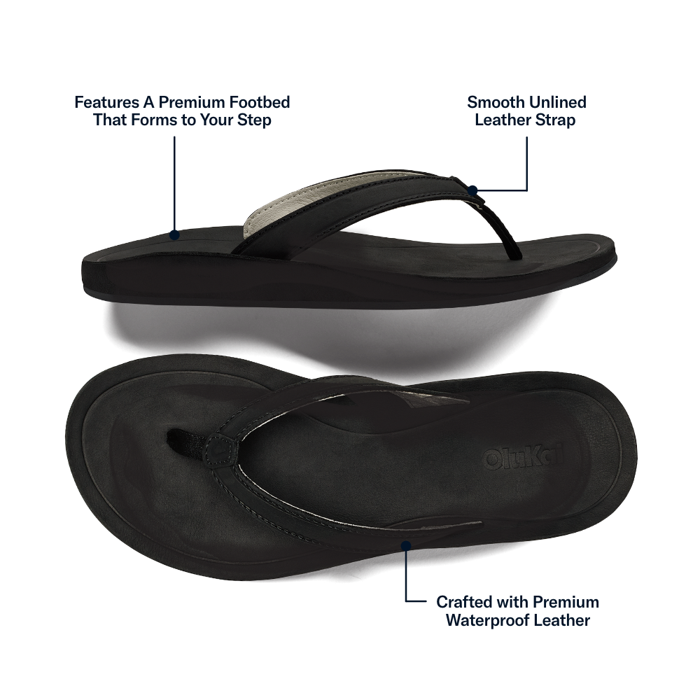 OluKai New - Southshore Women’s Waterproof Leather Sandals - Lava Rock