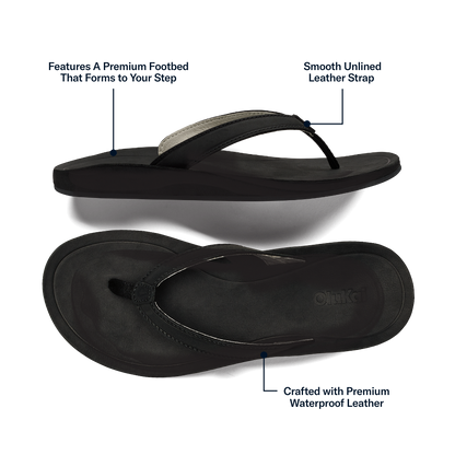 OluKai New - Southshore Women’s Waterproof Leather Sandals - Lava Rock