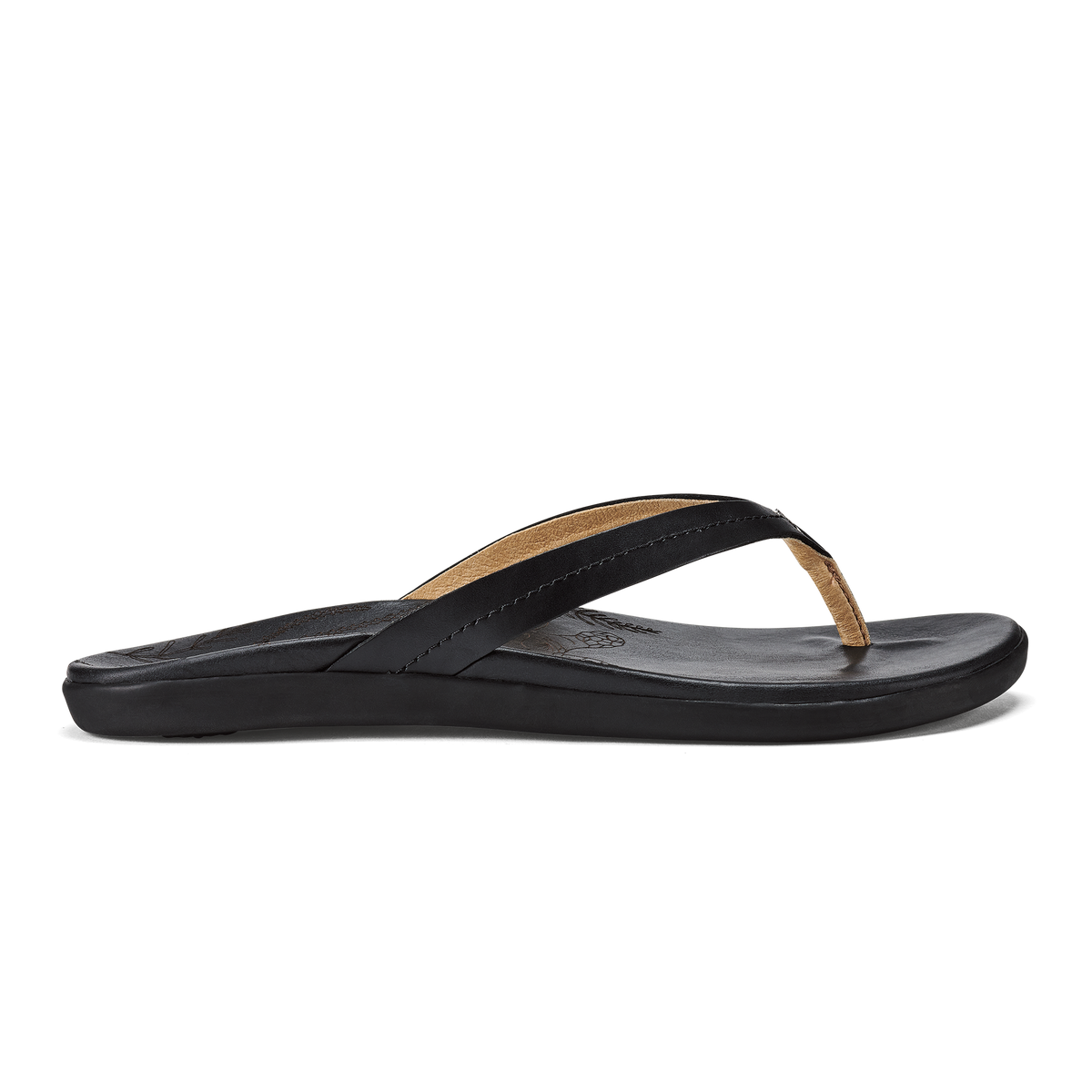 OluKai Value - Honu Women’s Leather Beach Sandals - Black