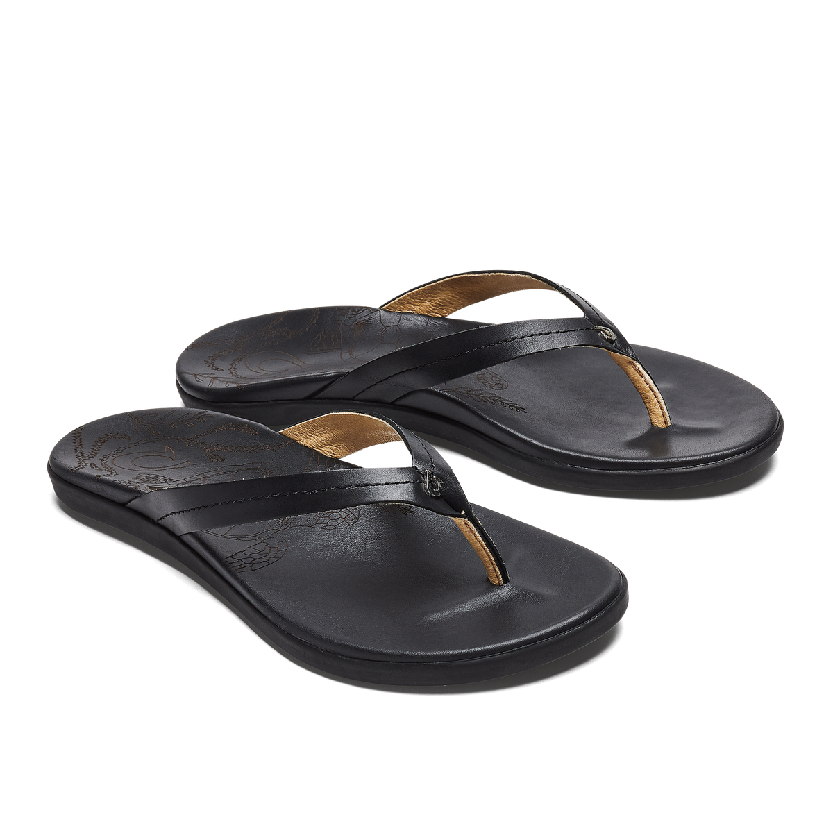 OluKai Value - Honu Women’s Leather Beach Sandals - Black