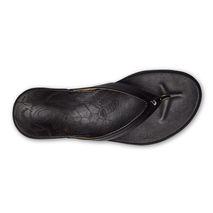 OluKai Value - Honu Women’s Leather Beach Sandals - Black