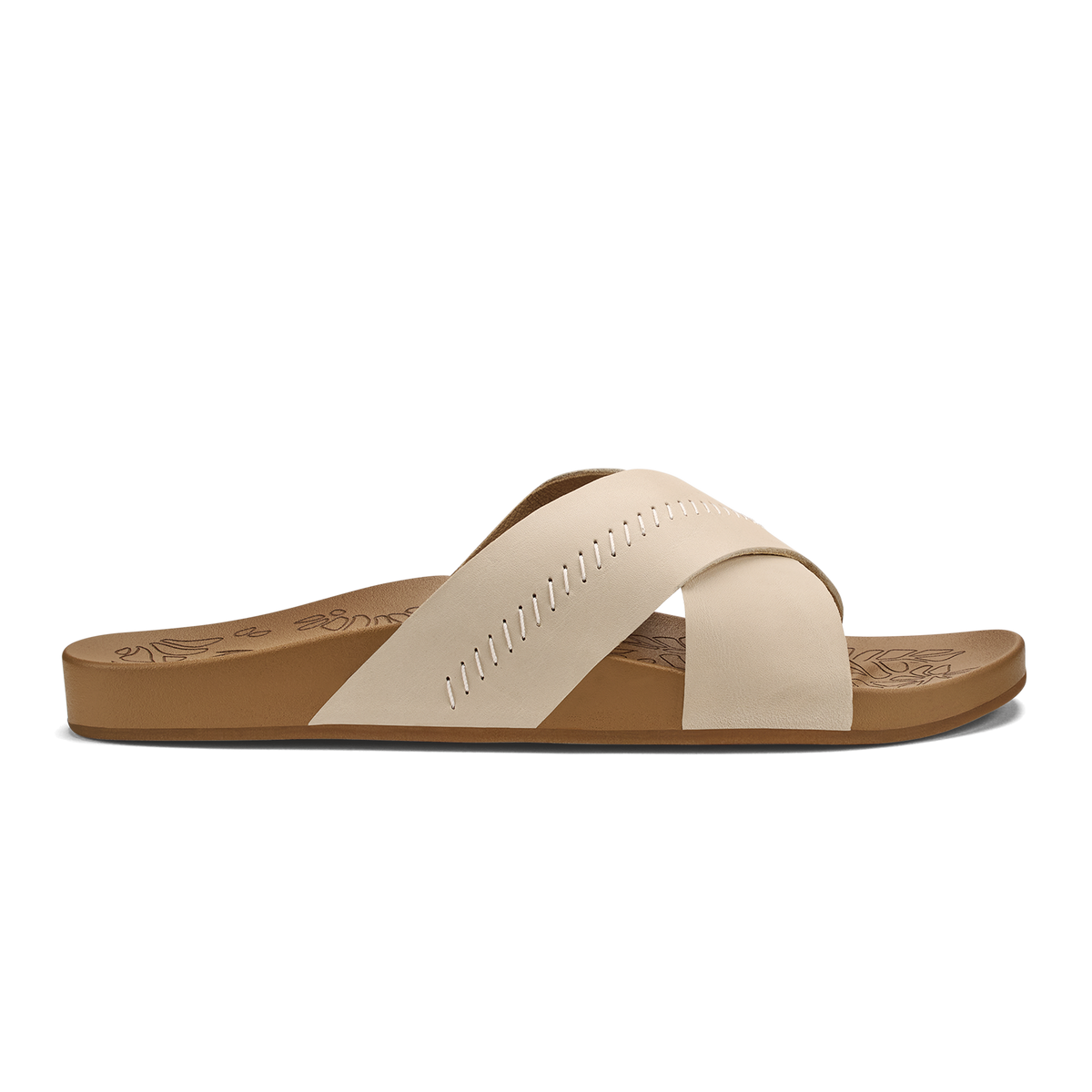 OluKai Essential - Kipe‘a ‘Olu Women‘s Slide Sandals - Puka / Tan