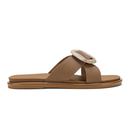 OluKai Latest - La‘i Slide Women’s Slide Beach Sandals - Tan