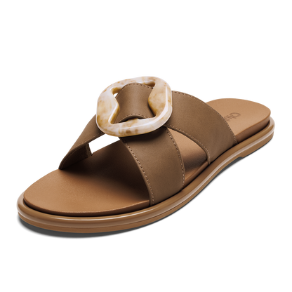 OluKai Latest - La‘i Slide Women’s Slide Beach Sandals - Tan