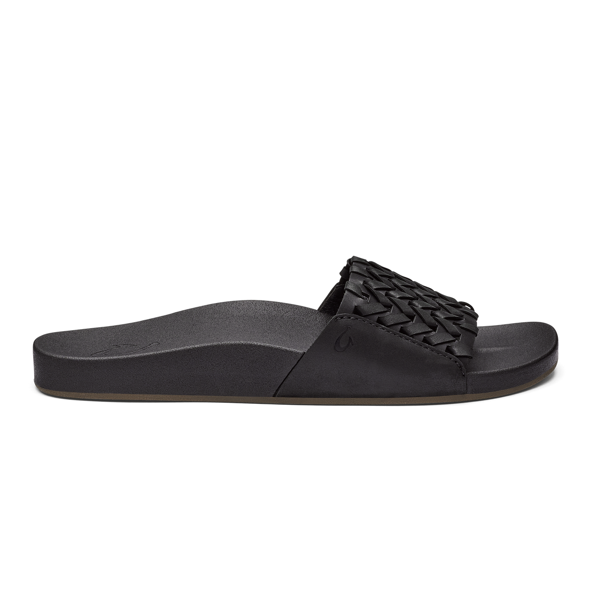 OluKai Value - Kāmola Women’s Leather Slide Sandals - Black