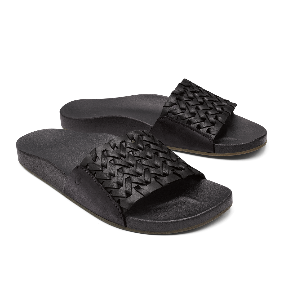 OluKai Value - Kāmola Women’s Leather Slide Sandals - Black