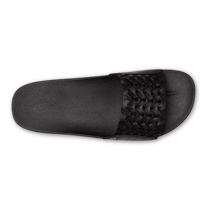 OluKai Value - Kāmola Women’s Leather Slide Sandals - Black