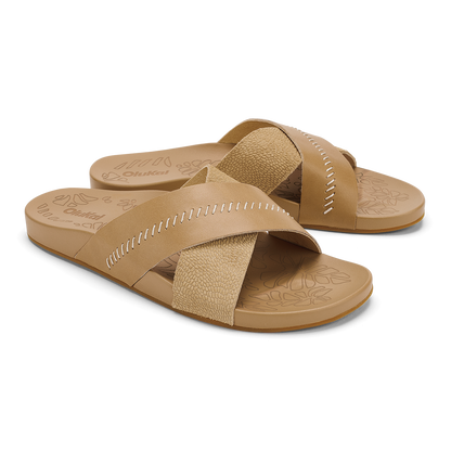 OluKai New - Kipe‘a ‘Olu Women‘s Slide Sandals - Warm Sand