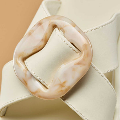 OluKai Customer Favorite - La‘i Slide Women’s Slide Beach Sandals - White Sand