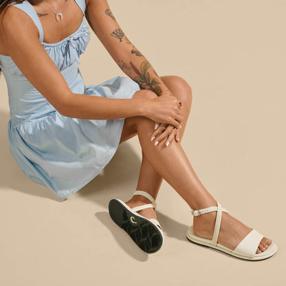 OluKai Hot Sale - Tiare Wrap Women’s Leather Sandals - White Sand
