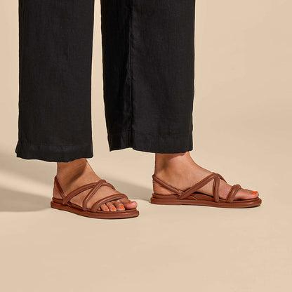 OluKai Latest - Tiare Strappy Women’s Leather Sandals - Fox