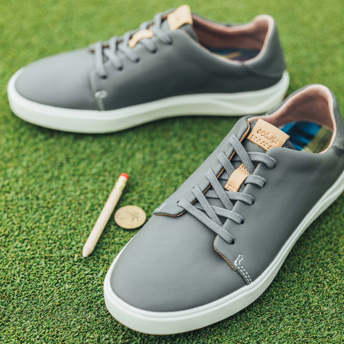 OluKai Best Seller - Wailea Women’s Waterproof Leather Golf Shoes - Stone